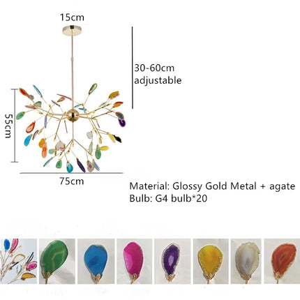 Lustre en agate naturelle avec éclairage LED coloré pour intérieur — LZ4X9P2