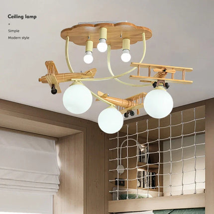 Plafonnier LED en bois forme avion pour chambre d'enfant — LZ4X9P