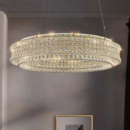 Lustre moderne en cristal clair avec intensité variable et cordon réglable — LZ7D9Q