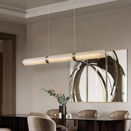 Lustre LED moderne en cuivre et marbre design zigzag pour salon — LZ4X9P2