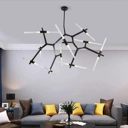 Suspension lustre moderne tube LED en verre pour décoration — LZ4X9P2