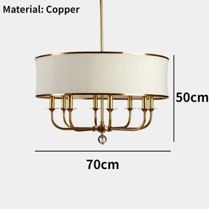 Lustre américain en cuivre avec abat-jour en tissu simple et créatif — LZ4X9M
