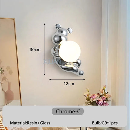 Applique murale enfant en résine et verre motif ours — LZ4J9XQ