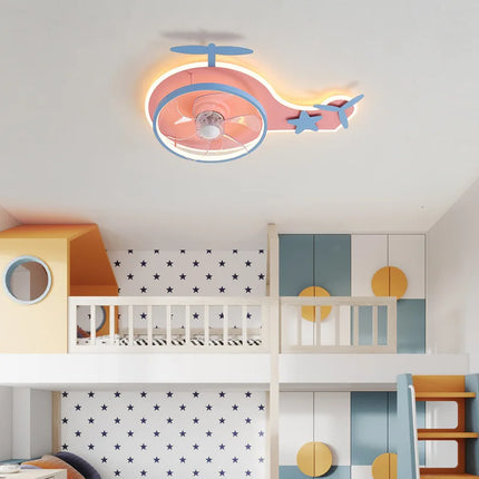 Plafonnier LED ventilateur avion pour enfant avec télécommande réglable — LZ4X9T
