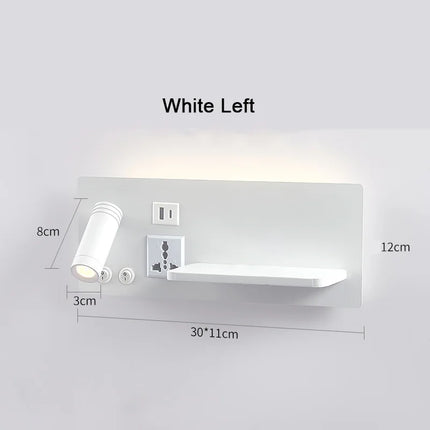 Applique murale avec lampe de chevet, chargeur sans fil USB-C et projecteur rotatif — LZ4X9P2