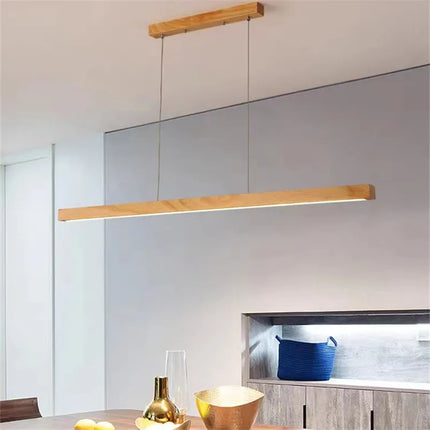 Lustre rétro en bois de noyer avec bande allongée pour loft — LZ4F7Q2