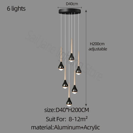 Lustre suspension long nordique creux pour loft, hôtel, appartement — LZ4M9Q2