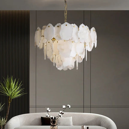 Lustre en marbre naturel avec détails en cuivre pour décoration intérieure — LZ4X9P2Q