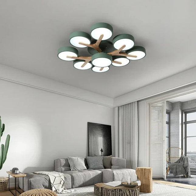 Lustre suspension en bois lumineux style nordique pour intérieur — LZ4X9T