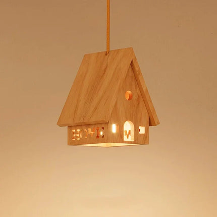 Lustre LED en bois massif pour chambre d'enfant style minimaliste — LZ4X9J