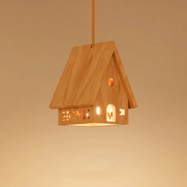 Lustre LED en bois massif pour chambre d'enfant style minimaliste — LZ4X9J