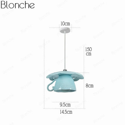 Suspension décorative en céramique avec motif tasse de thé et théière — LZ4P9XJ2