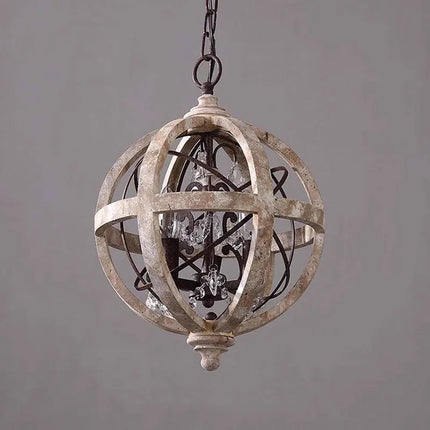 Lustre en bois style campagne américaine avec cristaux décoratifs — LZ4X9P