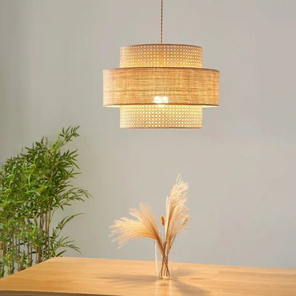 Lustre LED en rotin style Wabi Sabi pour intérieur — LZ4Q9T1