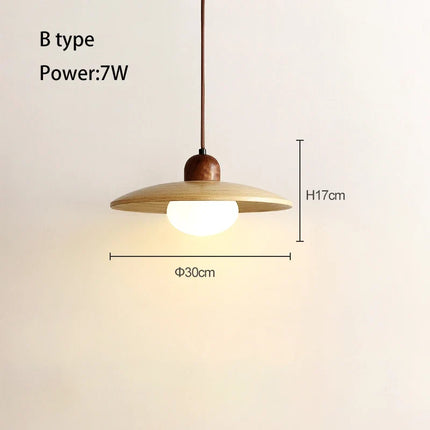 Suspension LED rétro en bois style japonais — LZ7D9Q