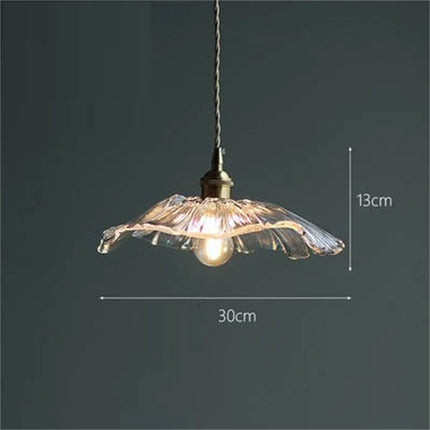 Suspension rétro en laiton avec abat-jour en verre forme fleur — LZ4M9Q2