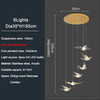 6 lumières / Lustre doré / Lumière chaude NON variable