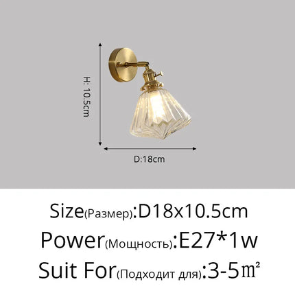 Applique murale nordique en cuivre avec abat-jour en verre LED — LZ4X9T2