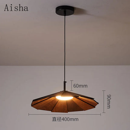 Suspension japonaise wabi-sabi en noyer fait main pour café et restaurant — LZ4X9T2