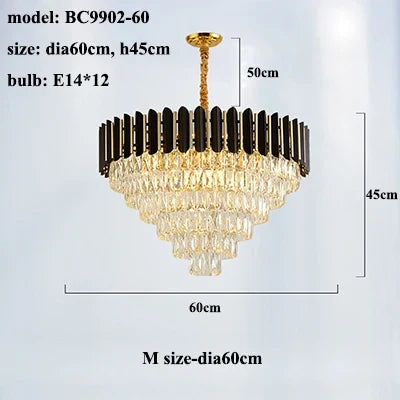 Lustre LED moderne de luxe en cristal, forme ronde ou allongée — LZ4P7X