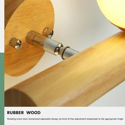 Applique murale LED réglable en verre et bois style nordique moderne — LZ4X9J
