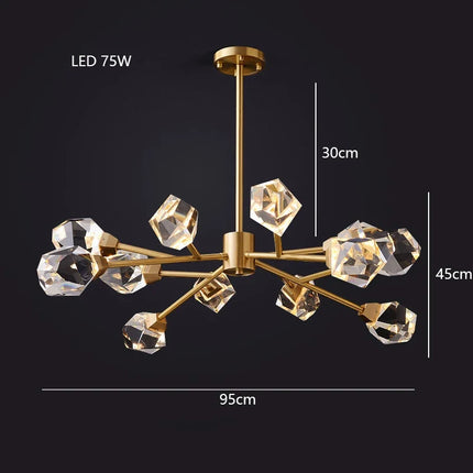 Lustre LED en laiton et cristal doré pour décoration intérieure — LZ4G7M2