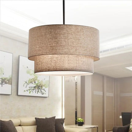 Suspension avec abat-jour en tissu lin style pastoral moderne — LZ4X9JQ