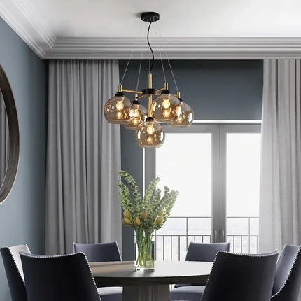 Lustre suspension nordique en cuivre et verre design avec haricots magiques — LZ4X9P