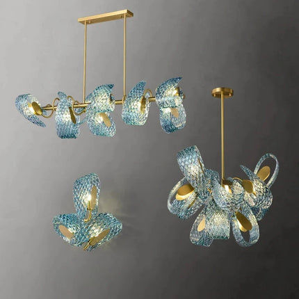 Suspension en verre bleu design pour couloir et chambre — LZ4X9T