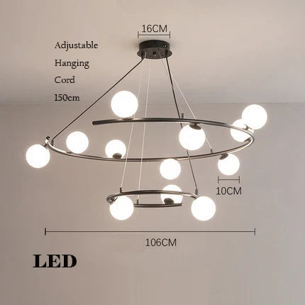 Lustre créatif en fer et verre pour décoration intérieure tendance — LZ4X9T