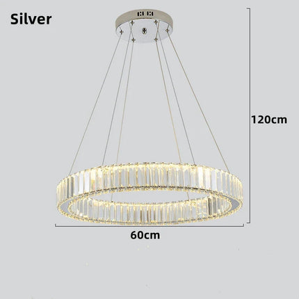 Lustre moderne en cristal avec anneaux réglables pour intérieur — LZ4X9P2