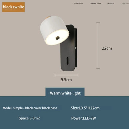 Applique murale nordique rotative avec interrupteur pour intérieur moderne — LZ4X9J