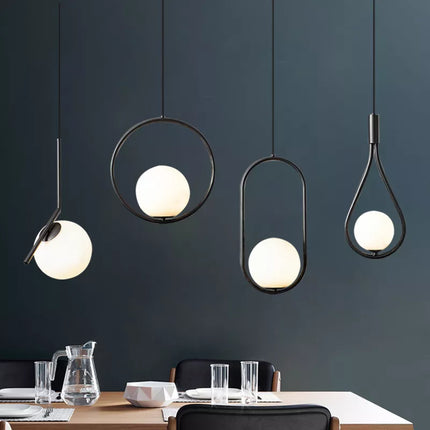 Suspension LED anneau en métal noir design — LZ4X9P7
