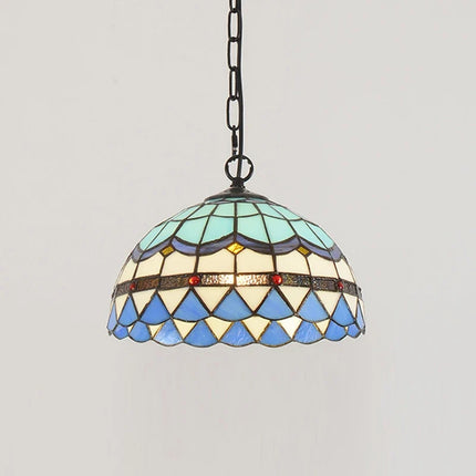 Lustre suspension en verre teinté style méditerranéen pour restaurant et hall — LZ4XJ9