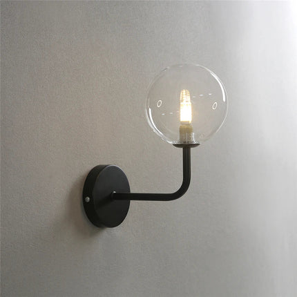 Applique murale nordique en métal avec globe en verre courbé — LZ4XJ9