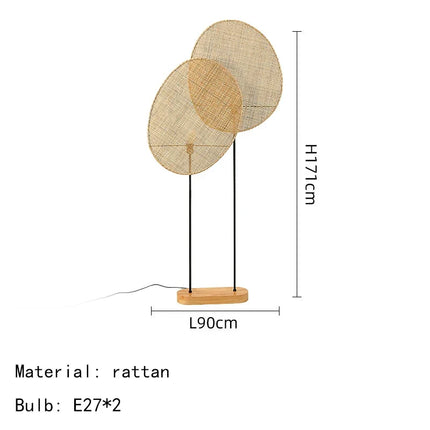 Lampadaire en rotin tissé style asiatique pour intérieur moderne — LZ4X9T1