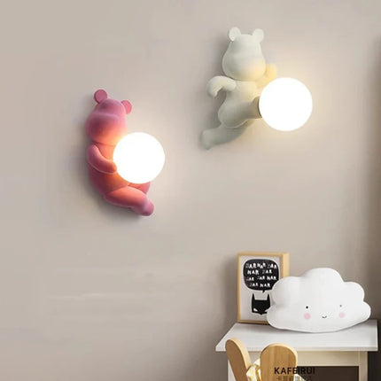 Applique murale enfant en résine et verre motif ours — LZ4J9XQ