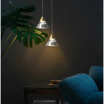 Suspension industrielle dorée avec abat-jour en cristal LED pour cuisine — LZ4X9P2Q