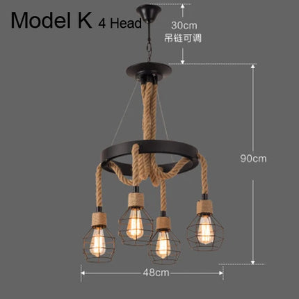 Suspension industrielle rustique avec corde pour intérieur — LZ7D4X