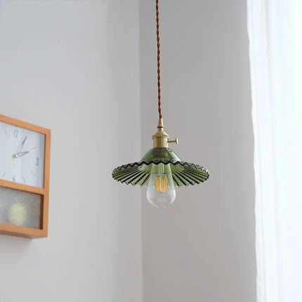 Suspension vintage en verre et laiton style nordique — LZ4X9P2