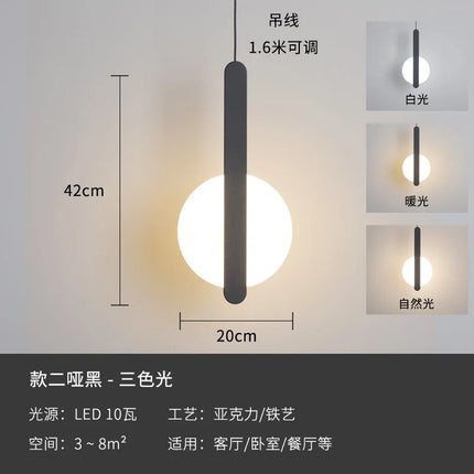 Suspension moderne géométrique en acrylique LED forme lune — LZ4X9B
