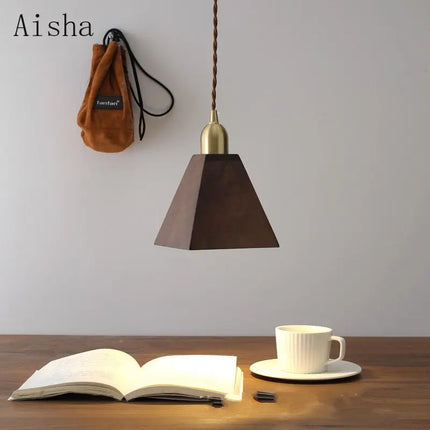 Suspension japonaise rétro en noyer pour décoration intérieure — LZ4P9X