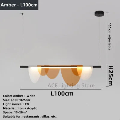 Lustre nordique moderne en acrylique avec verre coloré LED — LZ4P9XQ