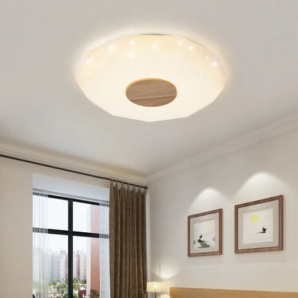 Plafonnier LED minimaliste en bois massif forme étoile diamant — LZ4X9QJ
