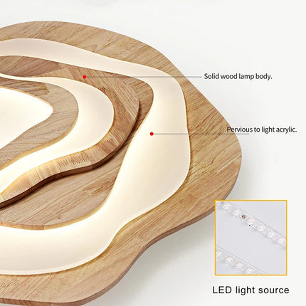 Lustre LED moderne en bois pour loft et chalet connecté — LZ4X9P2