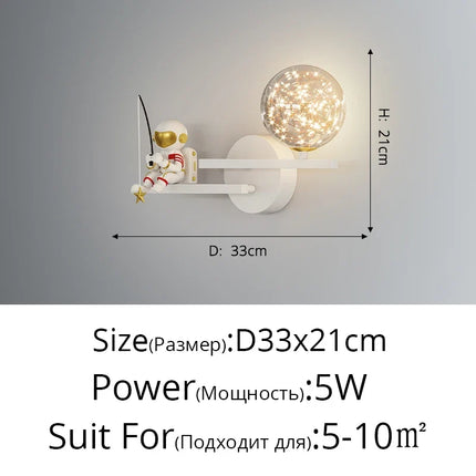 Applique murale LED astronaute lune et planète style nordique 2022 — LZ4X7J9