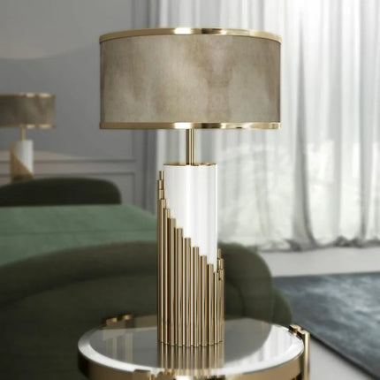 Lampe à poser nordique avec pied en marbre et abat-jour en tissu — LZ4X9M