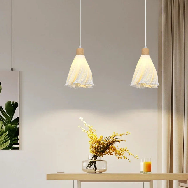 Lustre suspension en bois massif style nordique pour villa — LZ4XJ9