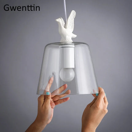 Lustre décoratif moderne en verre forme oiseau canard — LZ4X9P2