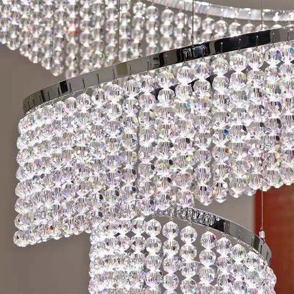 Lustre LED en cristal à anneaux pour escalier et salon moderne — LZ4P9X